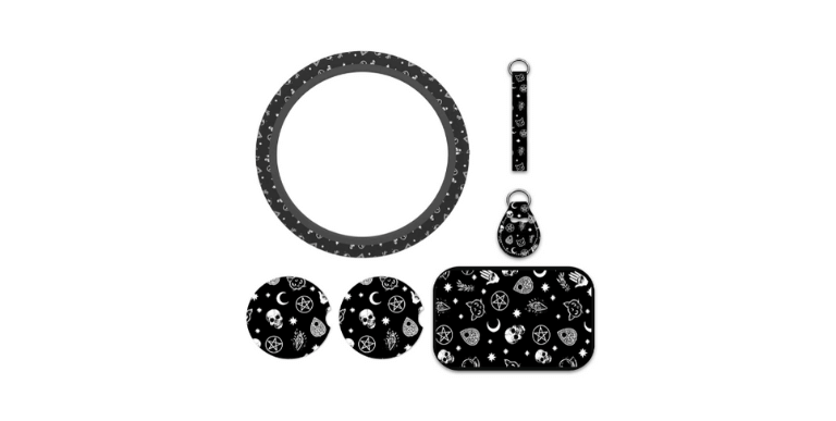 Giotrwy 6 Pieces Gothic Skull car Accessories Set: